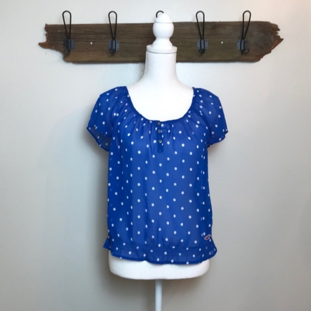 Hollister Blue Polka Dot Blouse